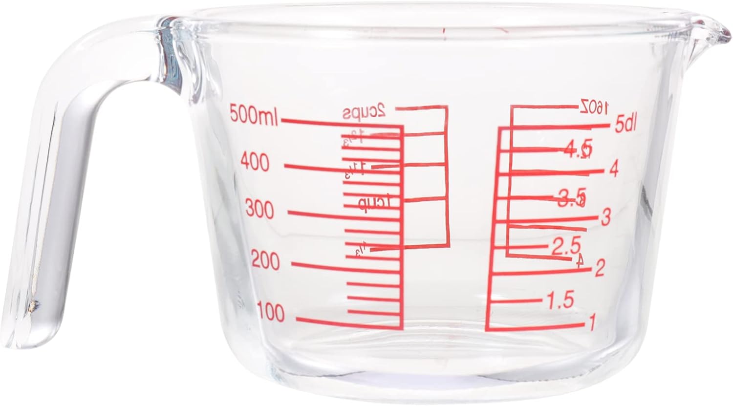 500ML Glass Measuring Cup Graduated Measuring and Mixing Pitcher Measuring Jug Milk Coffee Cups Kitchen Cooking Bakery Tool for Lab Kitchen Liquids (As Shown)