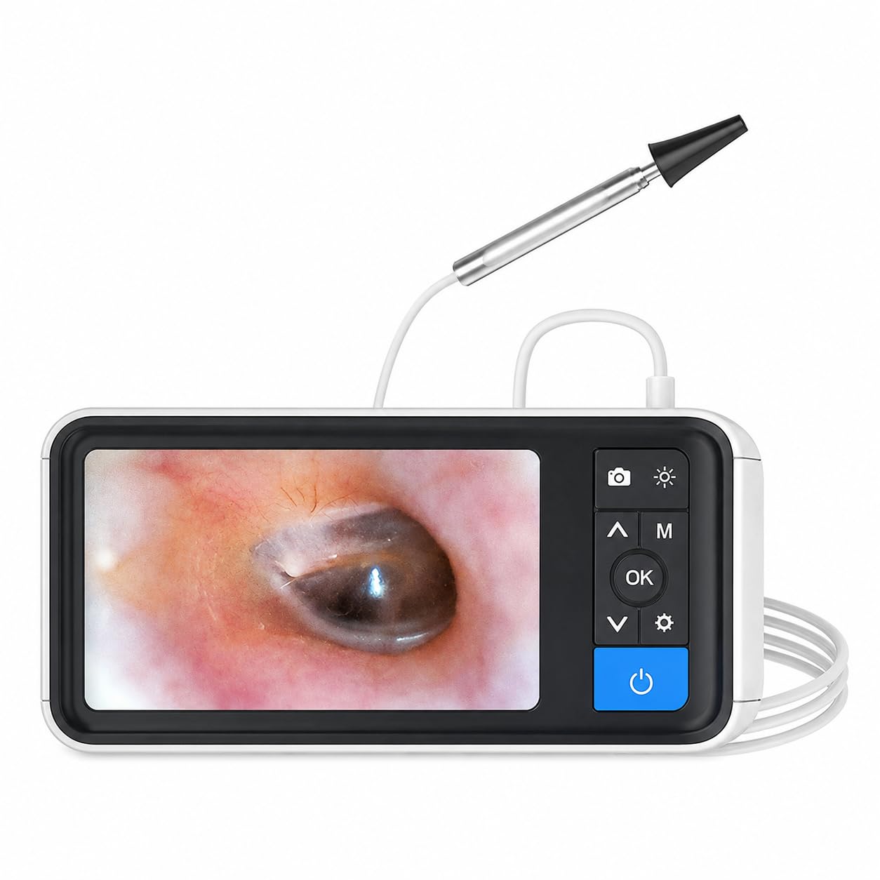 Otoscopio digital con pantalla de 4.5 pulgadas, cámara auditiva de 3.9 mm con 6 luces LED y batería recargable para adultos, niños y mascotas