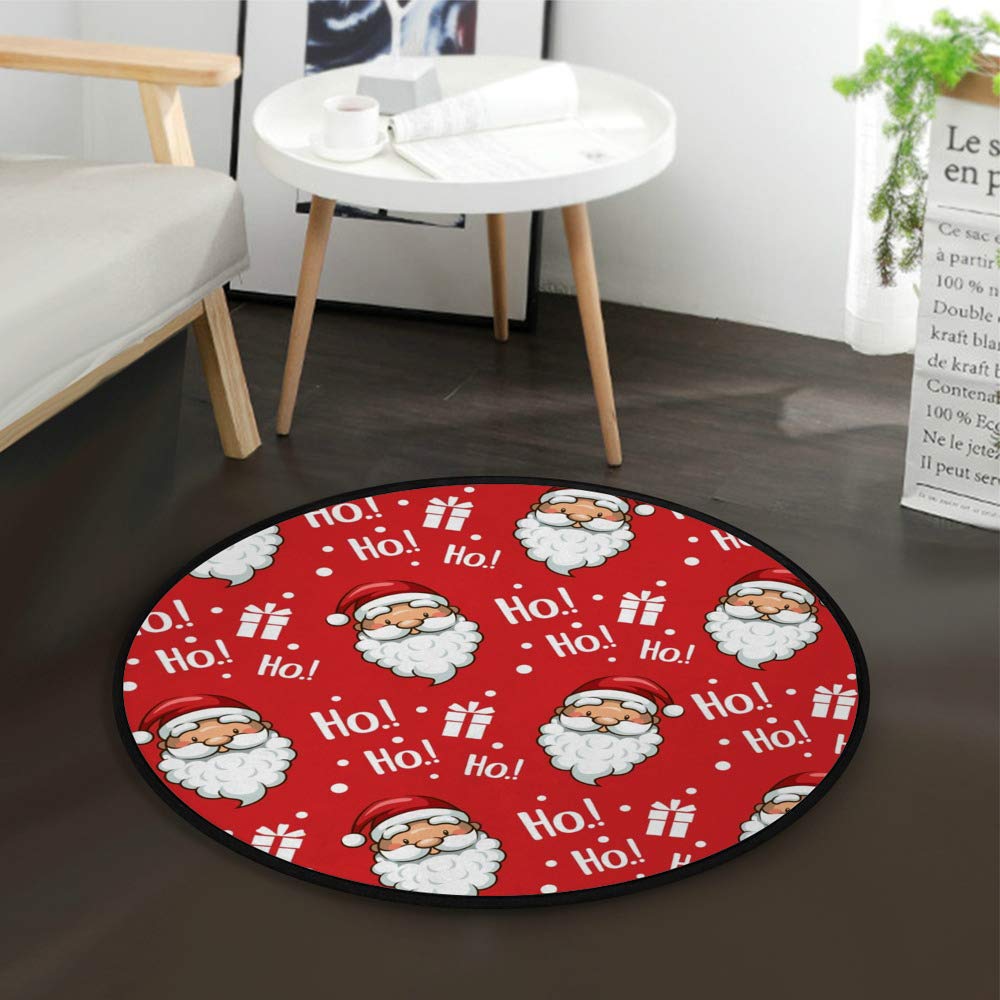 Paillasson rond de Noël rouge antidérapant et absorbant pour l'intérieur