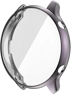 جراب حماية مصنوع من البولي يوريثين مقاوم للحرارة مرن بإطار دائري كامل، مقاوم للصدمات مع شاشة حماية من المعز، مكون من قطعتين مقاس 46 ملم، متوافق مع ساعة امازفيت جي تي ار 2/ جي تي ار 2 اي، رمادي