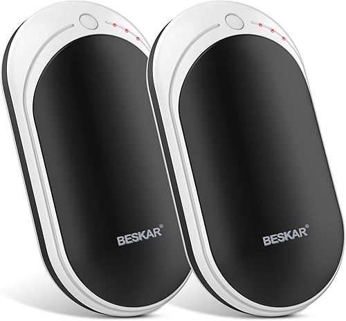 Miniatura 36 de BESKAR Calentador de manos recargable, calentador de manos eléctrico de 5200 mAh, calefacción de doble cara, carga rápida USB, calentador de manos