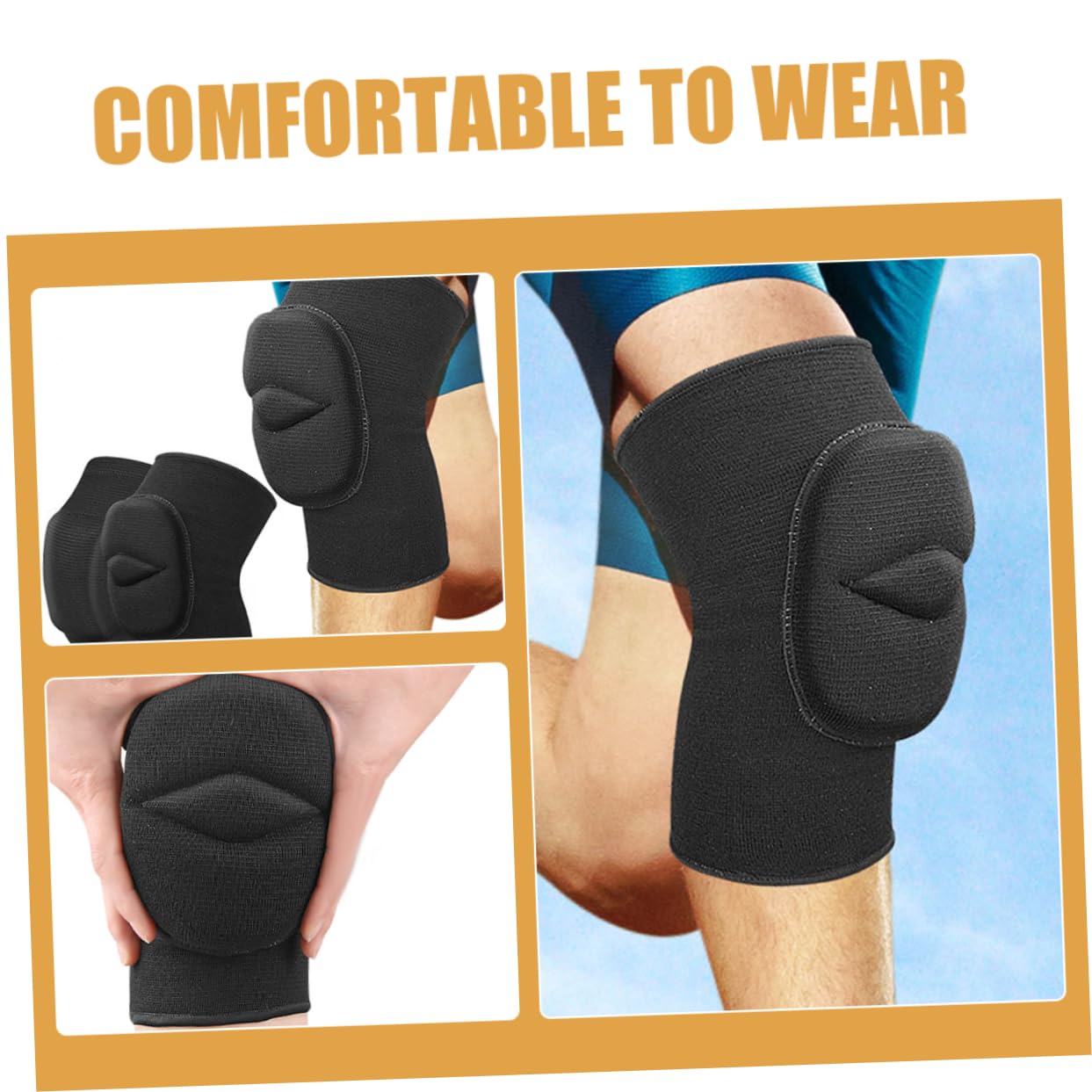 KOMBIUDA Knee Pad Soft and Elastic for Office Workers Elderly Yoga Sports Activities Black Comfortable for Long Use