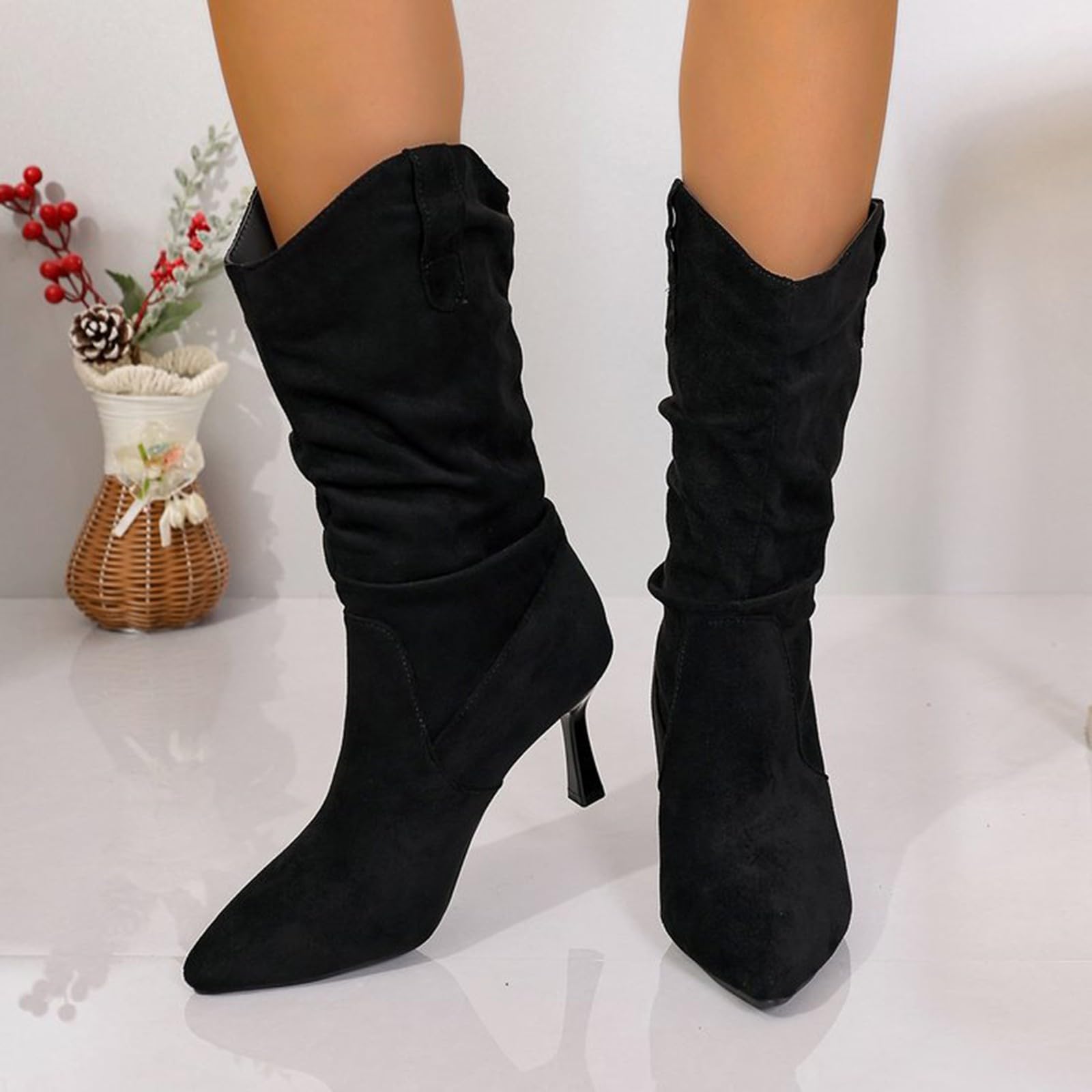 Botines Mujer Con Tacón Ante Botines Encaje Tacón Stiletto