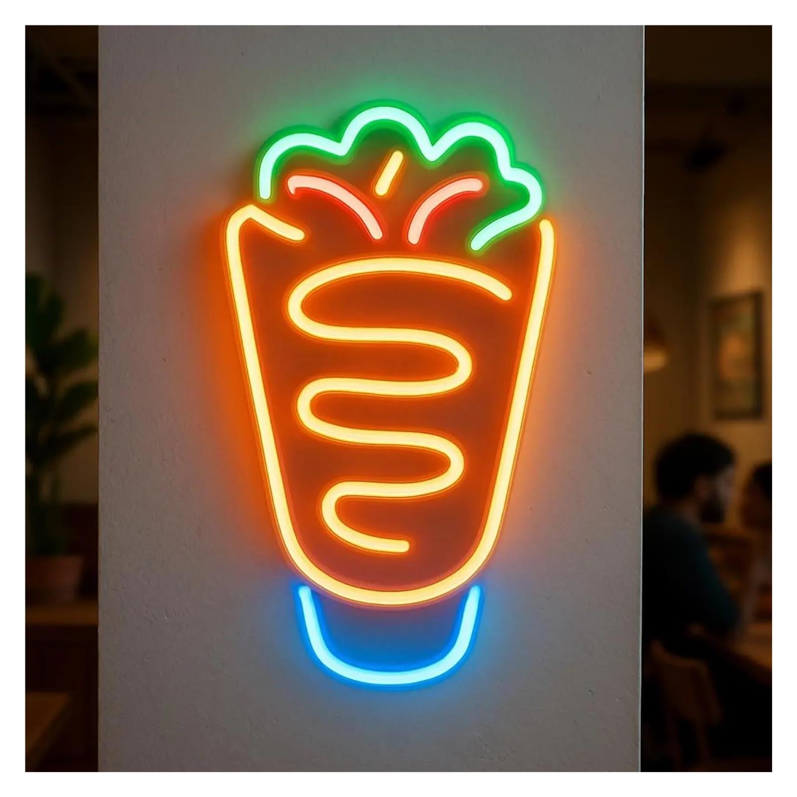 RONGCH Hanging Art Signs Burrito Neon Sign, Restaurant Creativity Cooking Display Light USB Powered Dimmable Food Truck Atmosphere 38cm(Style 3)