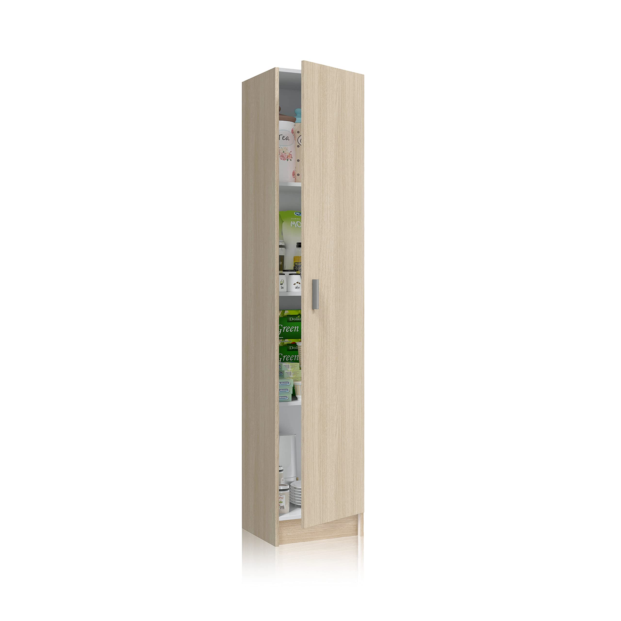 duehome | Armario Multiusos, 1 Puerta, Columna, Modelo Multi Useful, Acabado en Color Roble, Medidas: 37 cm (Ancho) x 182 cm (Alto) x 37 cm (Fondo)