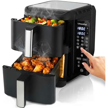 L wenthal  Airfryer XL 11L Hot Air Fryer 2 Chambers 5.5 L Black