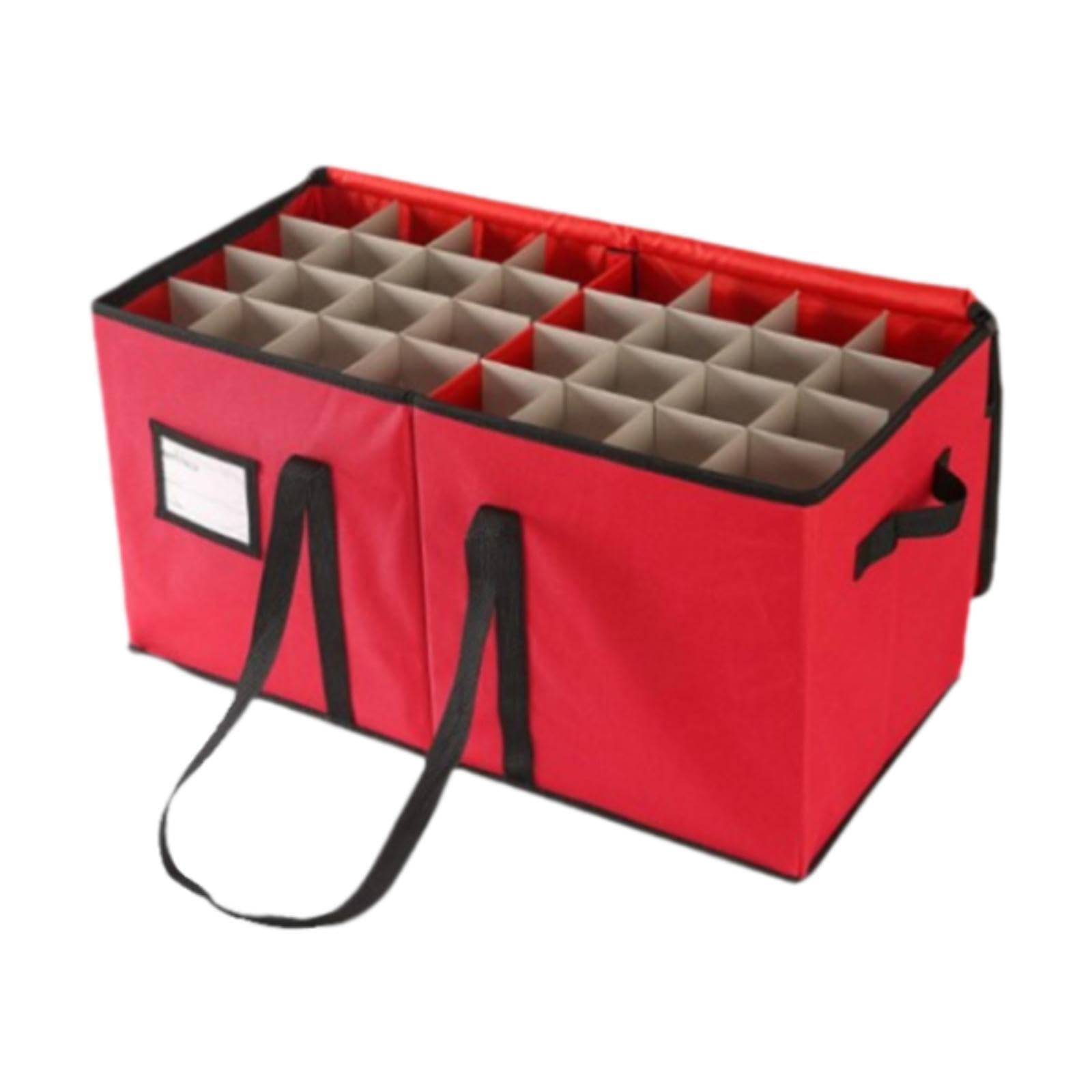 Aufbewahrungsbox für Weihnachtskugeln mit stabilen Griffen und doppeltem Reißverschluss für einfachen Zugriff und sichere Aufbewahrung.