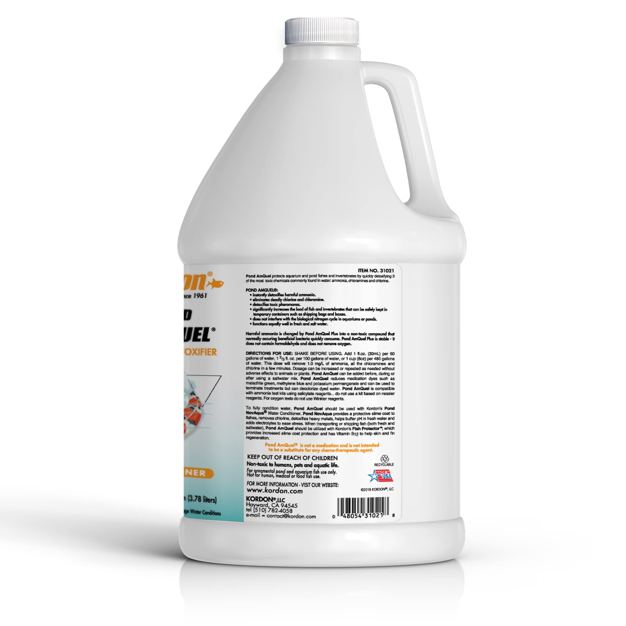 KORDON POND AMQUEL One-Step Water Conditioner for Koi Ponds and Water Gardens â€“ Instantly Detoxifies Ammonia and Removes Chlorine & Chloramines Fast, 1-gallon
