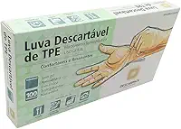Luva de TPE tipo viniflex Descarpack G sem pó Transparente - Caixa com 100 Unidades