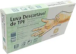 Luva Descartável de TPE Sem Pó Descarpack M | 100 Unidades | Transparente, Confortável e Resistente para Uso Geral
