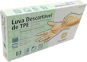 Luva de TPE tipo viniflex Descarpack G sem pó Transparente - Caixa com 100 Unidades