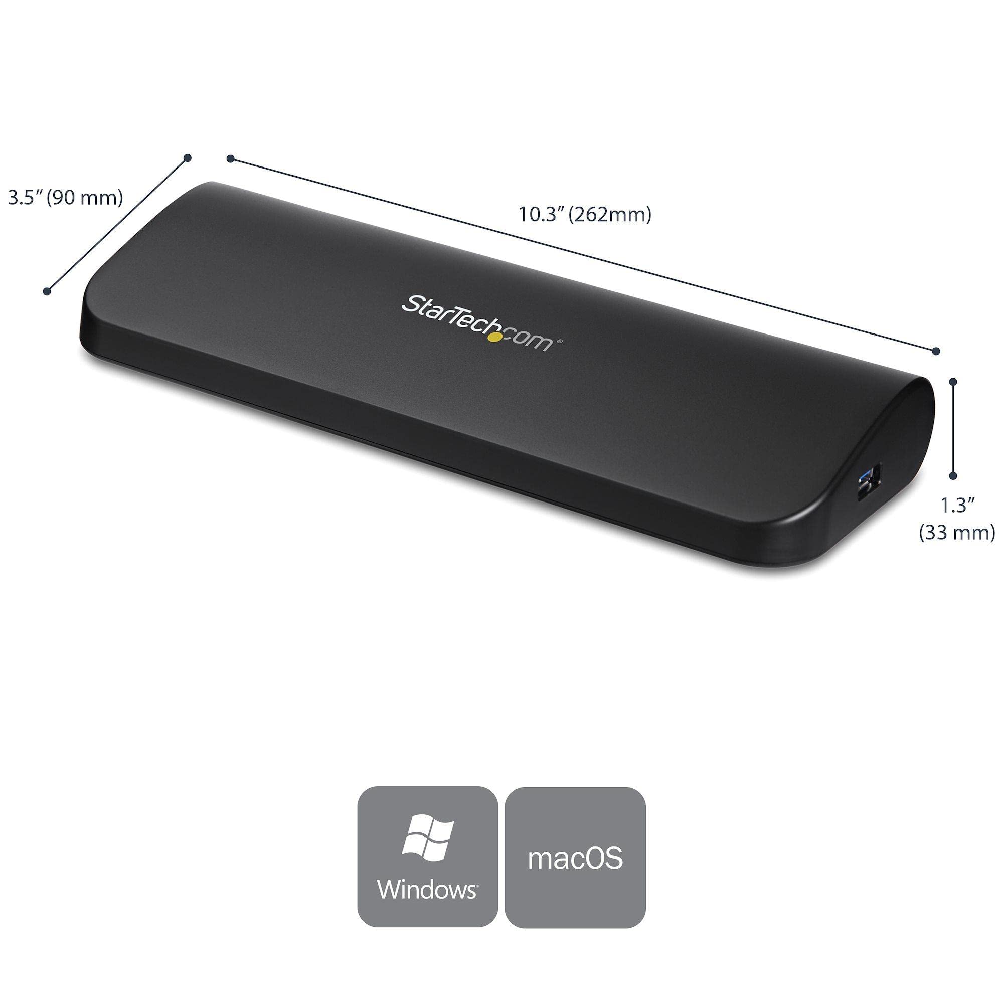 StarTech.com Docking station USB 3.0 con HDMI e DVI/VGA - Doppio monitor - Dock universale per laptop - Compatibile con Mac e Windows (USB3SDOCKHDV), nero
