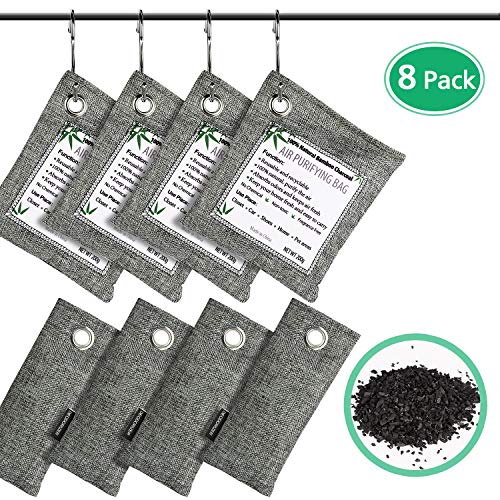 BRIGENIUS Bamboo Charcoal Air Purifying Bags(8 Pack), Activated Charcoal Bags Odor Absorber, Naturally