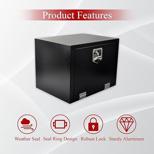 Miniatura 4 de Caja de herramientas de acero de 24 pulgadas para debajo de la carrocería y pestillo con mango en T, resistente para camiones, remolques, caravanas,