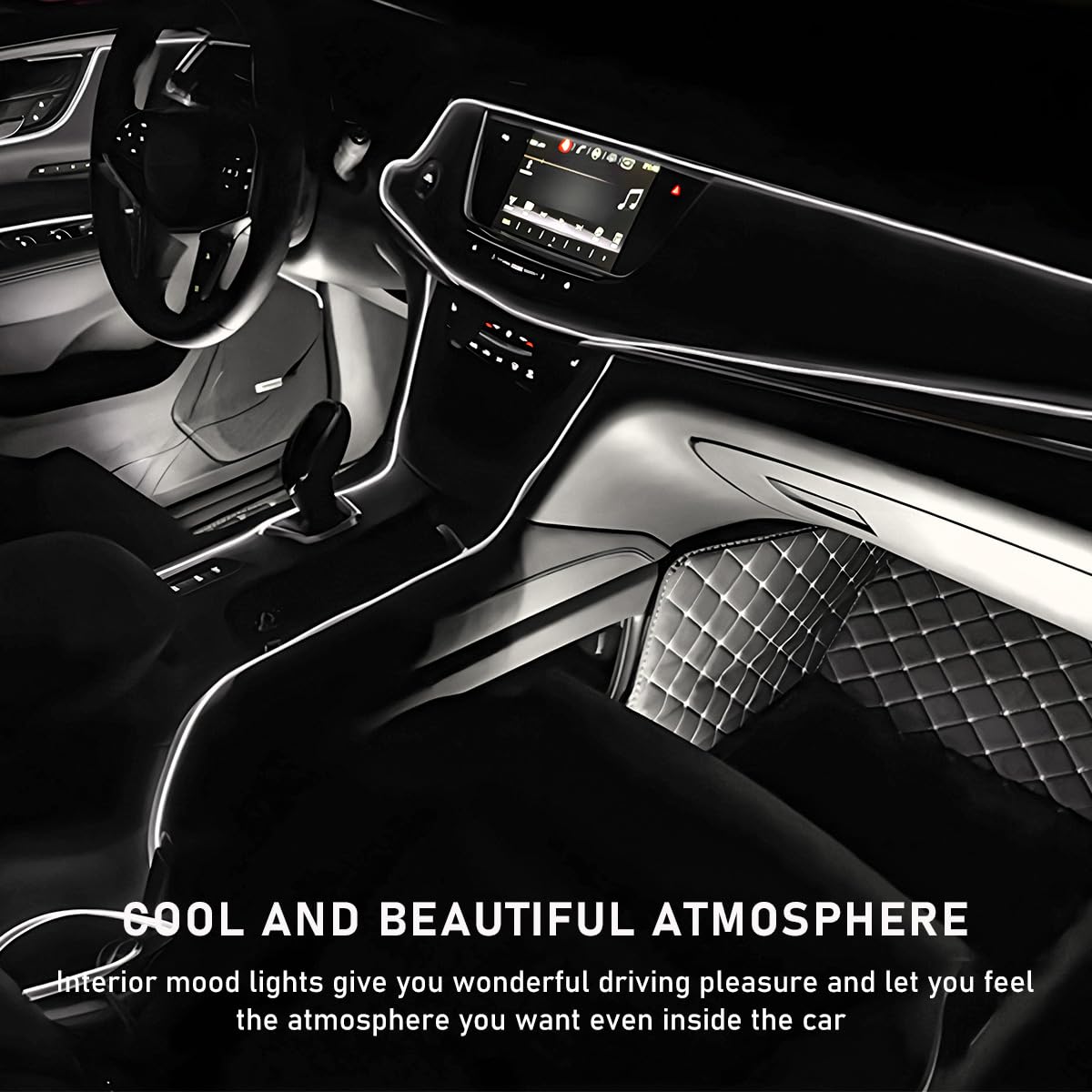 Ohleats Tira de luz LED para coche, 24 luces LED RGB para interior de automóvil, tira de luz nocturna ambiental para debajo del salpicadero, kit de iluminación de lámpara decorativa interior