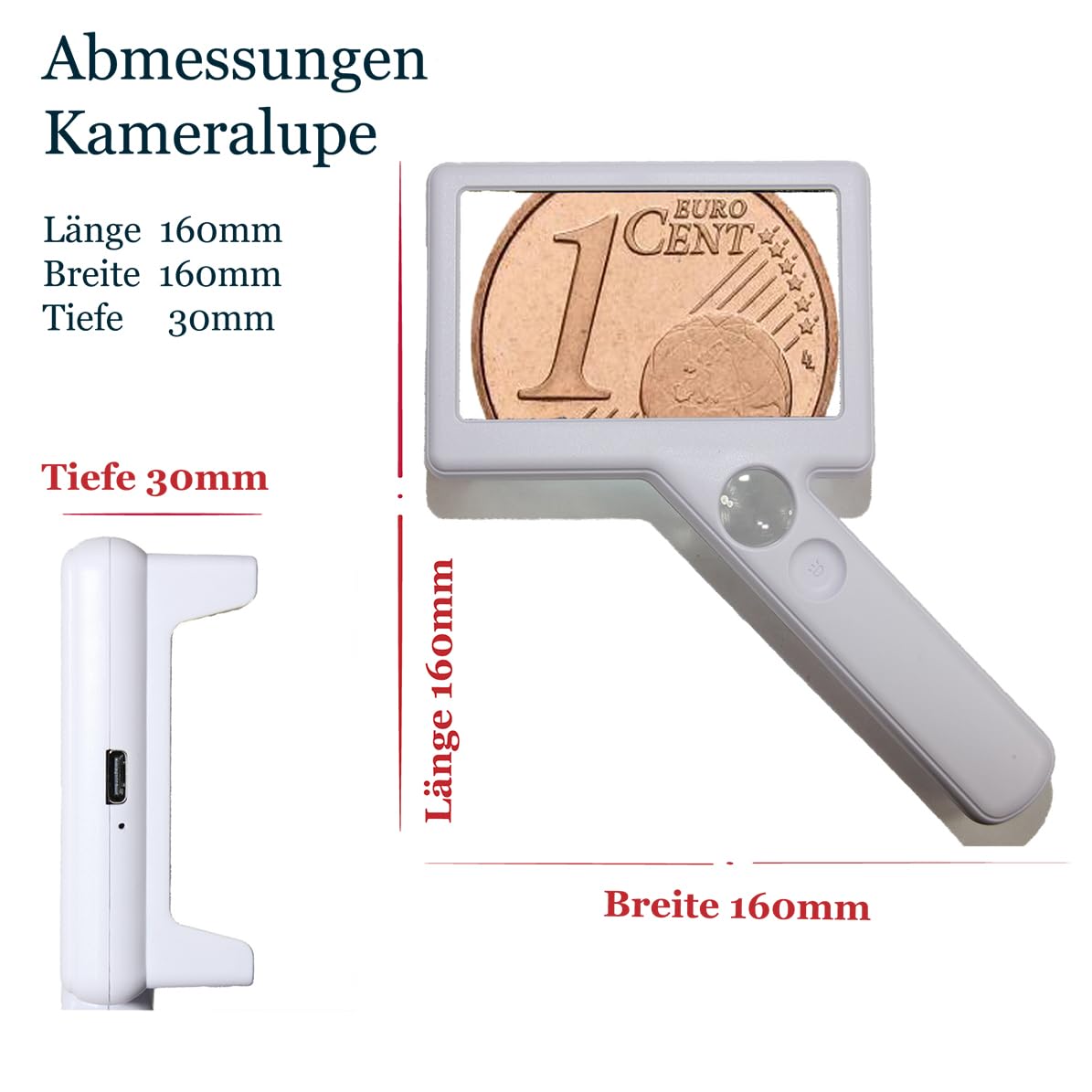 EasY Magnifier Digitale Lupe, Elektronische Bildschirmlupe mit USB, 4,3-Zoll LCD Display mit LED Licht, Reale 20fache Vergrößerung, Aufladbare Lesehilfe