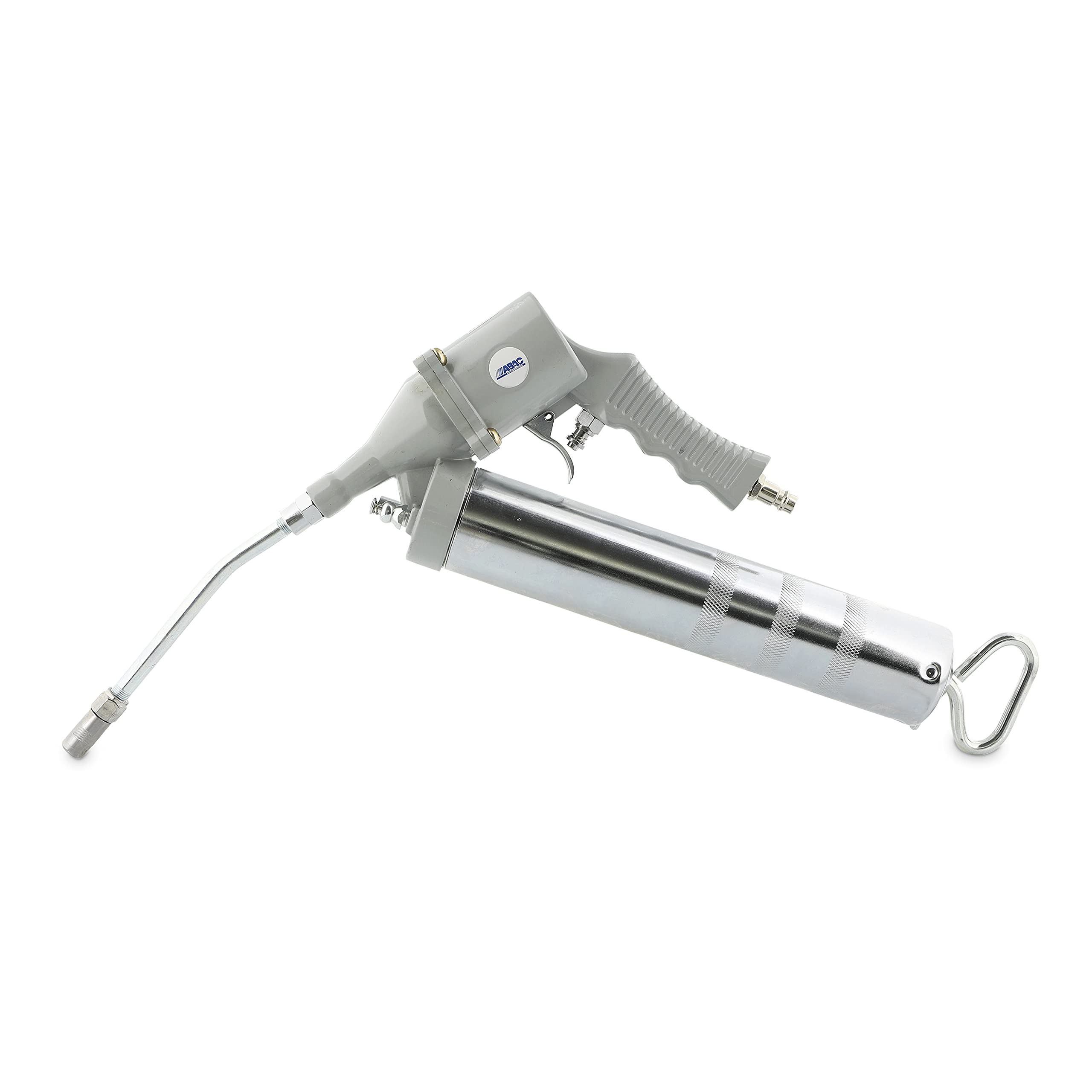 ABAC Pistolet à Graisse G-911, Pistolet avec Tuyau Rigide et Flexible de Lubrifiant Inclus, Capacité de Bouteille 400 ml, Gris