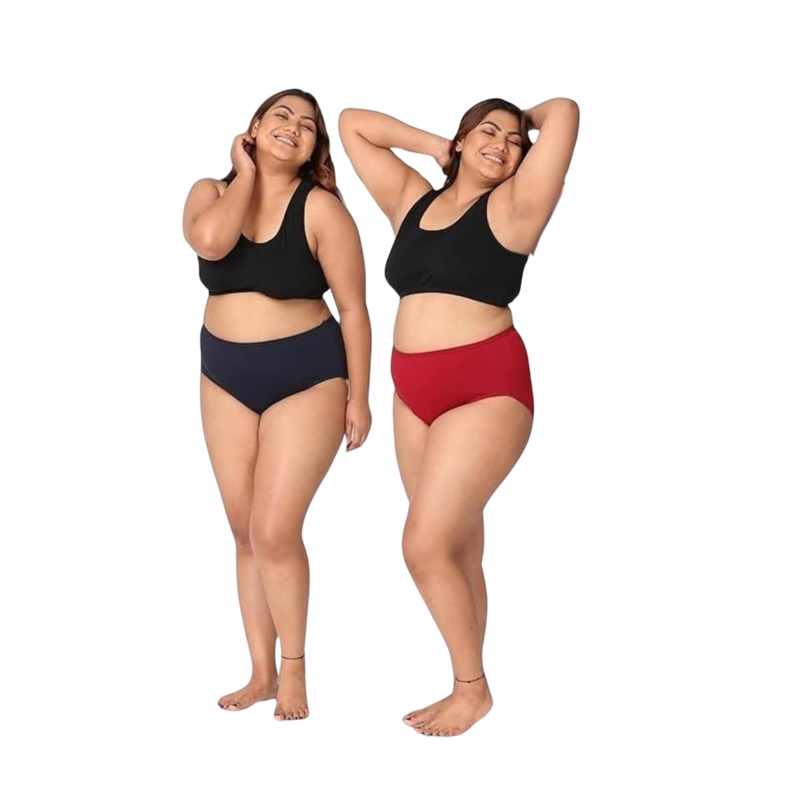 XL to 8XL Cotton Panties for Women Plus Size | High Waist Panty with Full Coverage | Inside Elastic - No Elastic Exposure to Skin | Plus Size | Multicolor Pack of 2-image-38