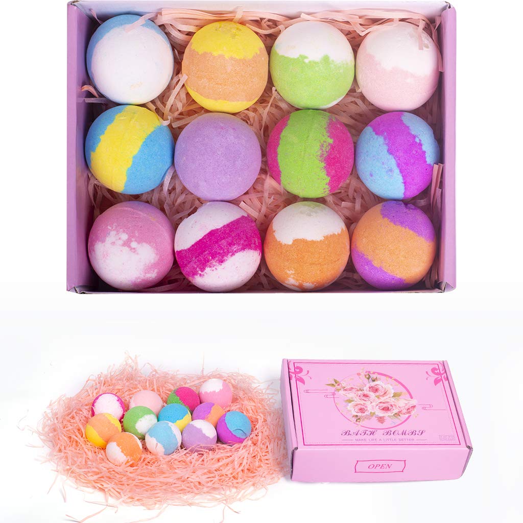 12 Count Bath Bombs for Kids and Women,Bubble Bath Balls Set Spa, Large Bath Bombs Gift Set,Christmas Mother's Day Halloween Birthday Easter Bath Bombs Gift for Boys Girls