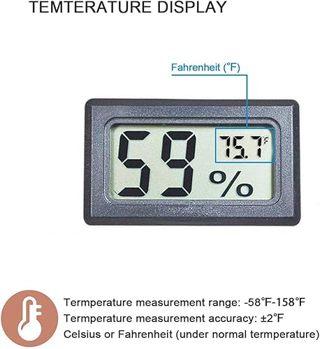 Miniatura 3 de Paquete de 4 mini medidores digitales de temperatura y humedad, termómetro para interiores, higrómetro, pantalla LCD Fahrenheit (℉) para tanque de