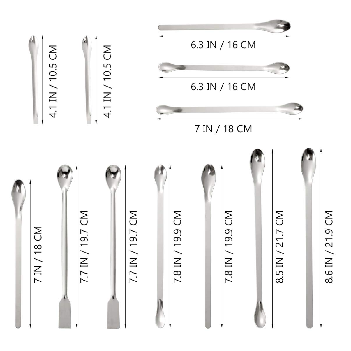 Hemobllo 12pcs Stainless Steel Micro Laboratory Spoons Reagent Sampling