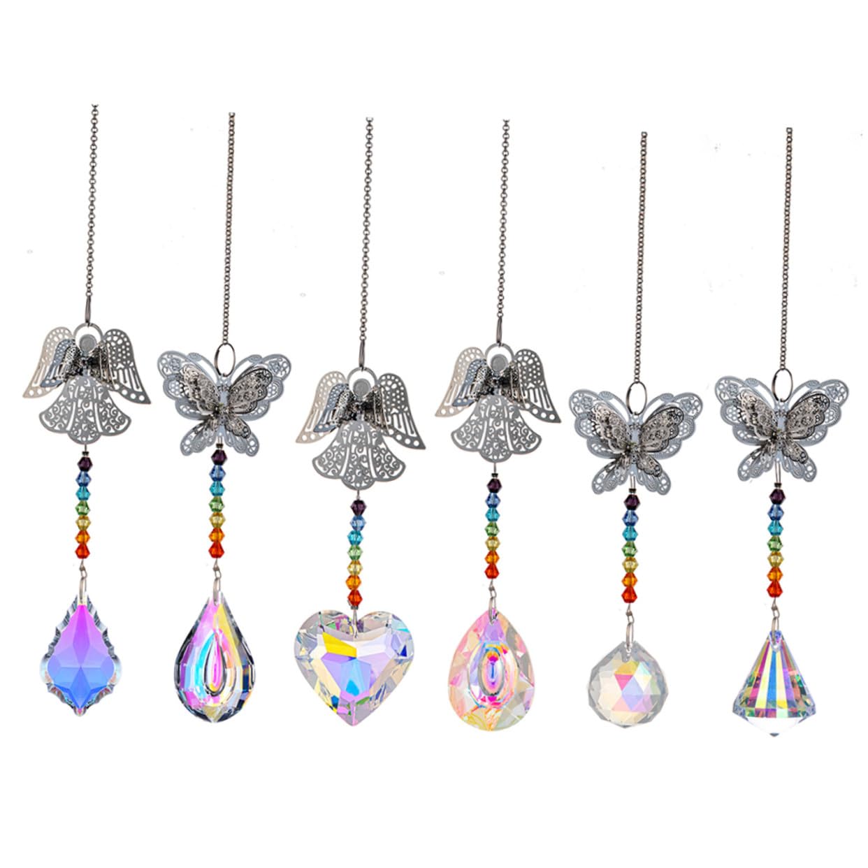Gatuida 6 Stück Teiliges Kristall Fensterdeko Hängend Delikate Prisma Anhänger Regenbogenmacher Leichtes Ornament für Wohnzimmer Gartendekoration für Zuhause