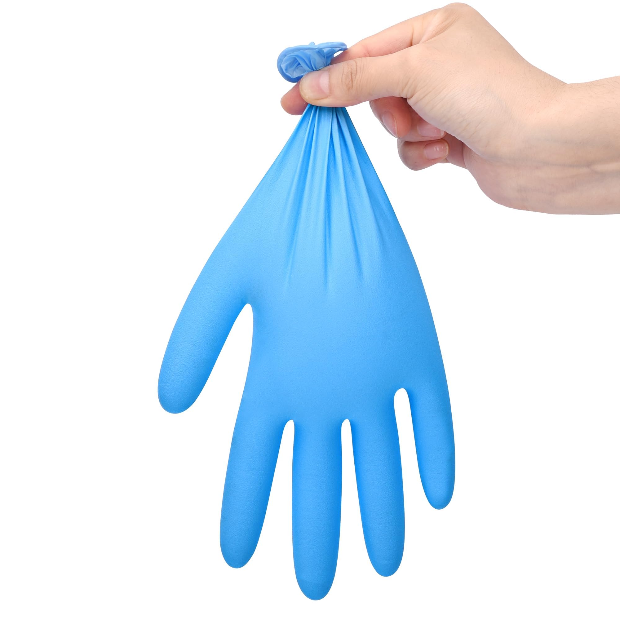 TitanFlex Guanti monouso in nitrile resistenti blu, taglia M, confezione da 100 pezzi, 6 mil, completamente strutturati, senza polvere, senza lattice