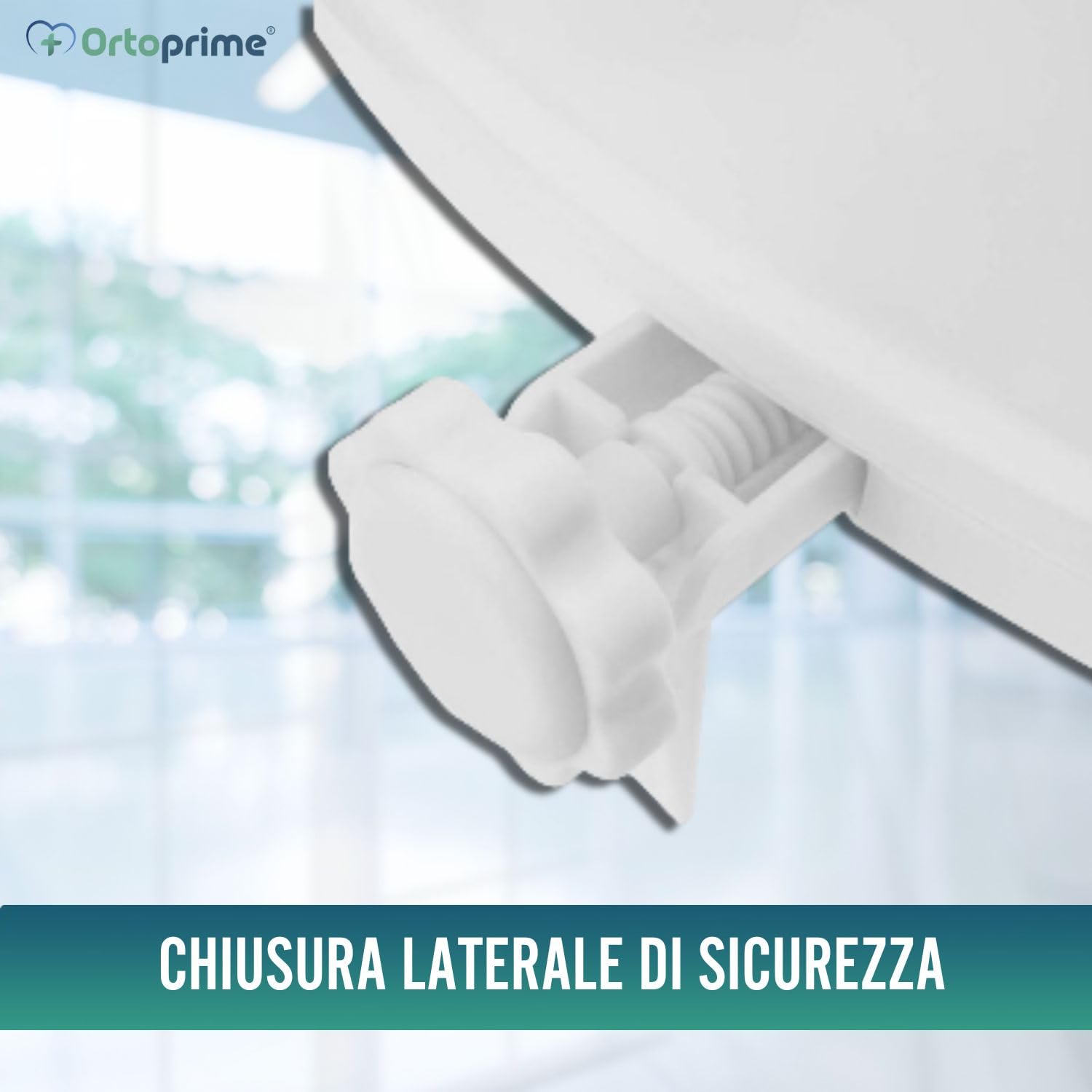 OrtoPrime Rialzo WC per Disabili con Coperchio - Altezza 10 cm - Alzawater Ortopedico con Sistema di Fissaggio Laterale di Sicurezza - Rialzo water Universale Regolabile