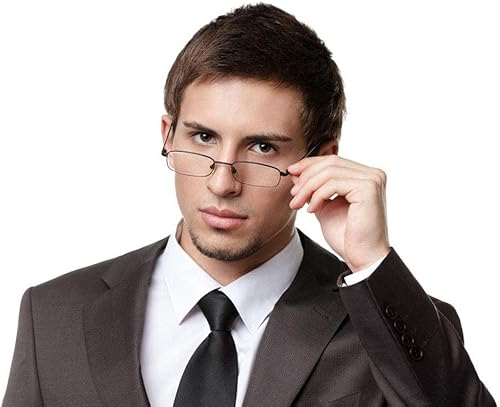 Miniatura 5 de Viseng 2 pares Slim Mini Metal Lectura Gafas Compacto Ligero Portátil Lectores con Gafas Caso para Lectura Caso +2.0 (negro)