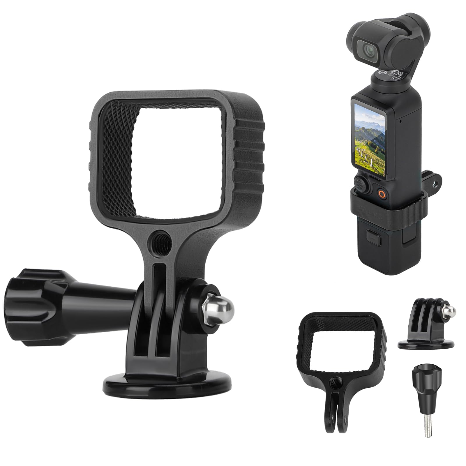 Expansion Adapter for DJI OSMO Pocket 3, Metal Mount Adapter Gimbal Head Camera Fixed Frame Bracket Holder, Portable Outdoor Accessories (Black)