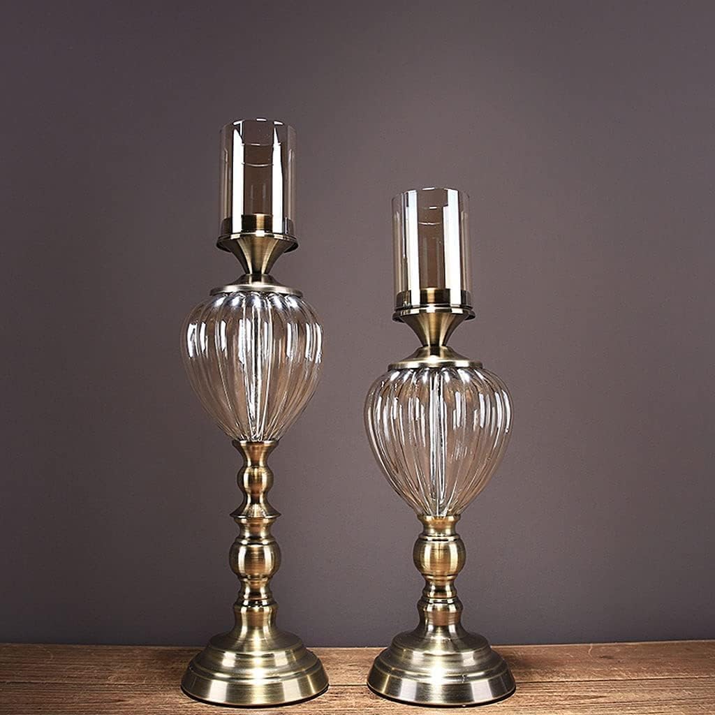Świecznik w stylu retro ze szkła kryształowego – elegancki metalowy stojak filarowy na ślub, stół jadalny, wystrój domu – kreatywna dekoracja w stylu vintage przy świecach duży