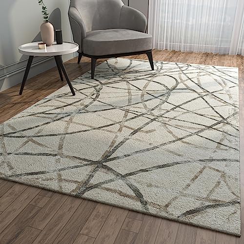 Image of Jaipur Rugs Wool & Viscose Handmade Hand Tufted Camouflage Lightweight Modern Living Room Carpet for Elegant Home Decor (2X3 Ft, Grey & Black)