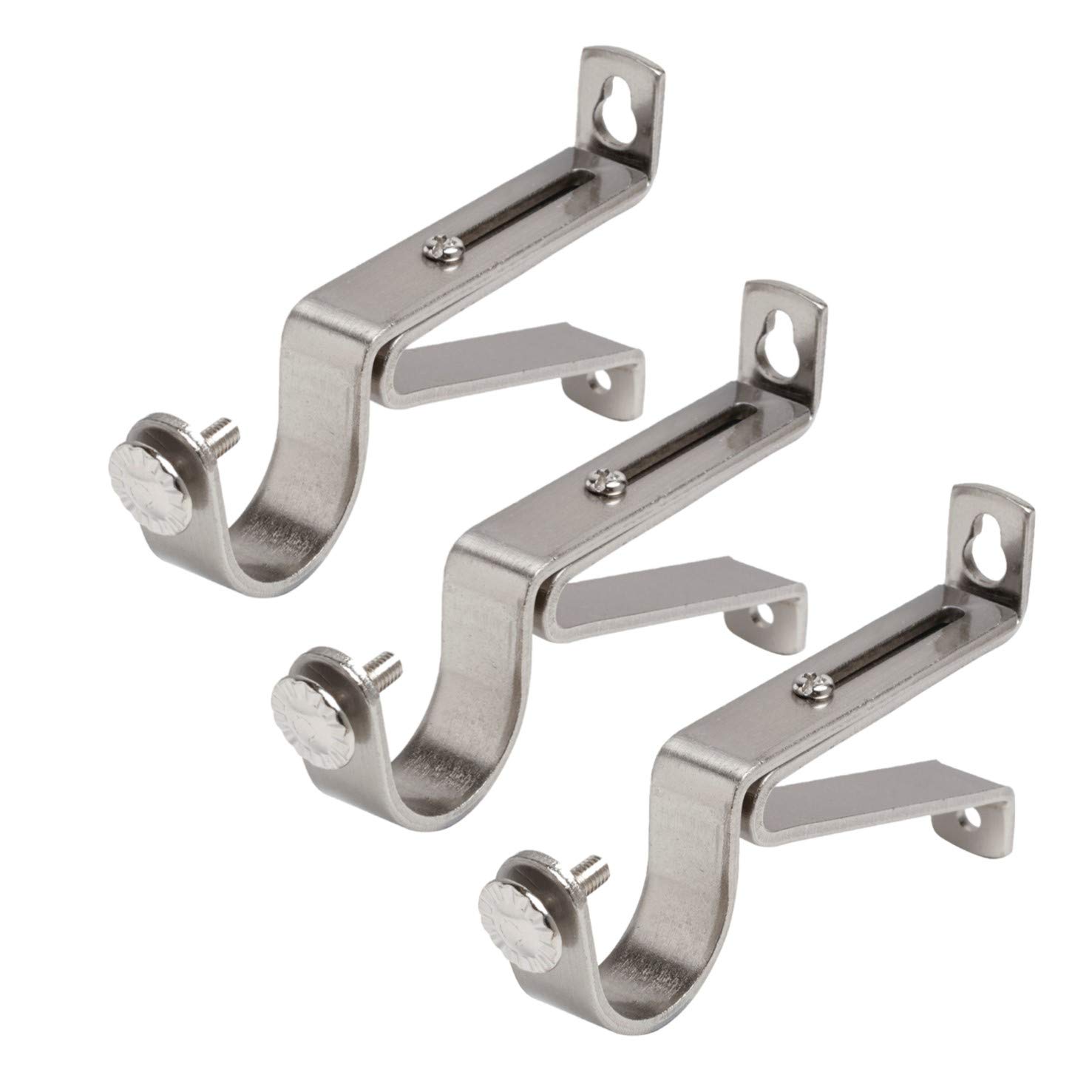 ABC Decor Curtain Pole Bracket, 28mm, 2 Piece Extendable Support Arm, High Grade Steel making strong brackets, Satin Steel (3)