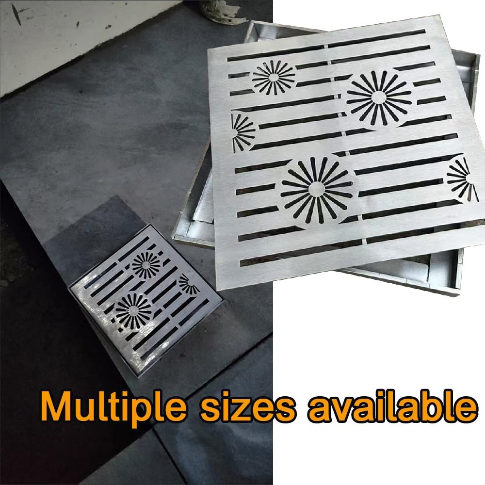 Colador de Drenaje Cuadrado extraíble para Uso en Exteriores. Rejilla de Acero Inoxidable para sumideros, Patios, atrios y entradas.