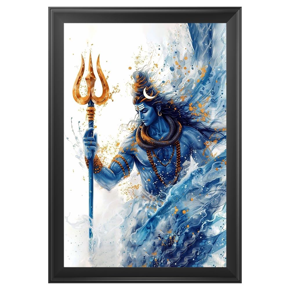 Cadre photo Lord Shiva pour mandir coloré de 25x38 cm idéal pour votre coin de méditation zen