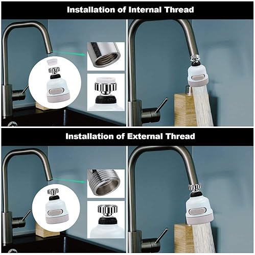 Miniatura 9 de Grifo de filtro de agua de cocina, grifo de filtro de agua ajustable giratorio de 360 grados, grifo de agua flexible para el hogar, rociador