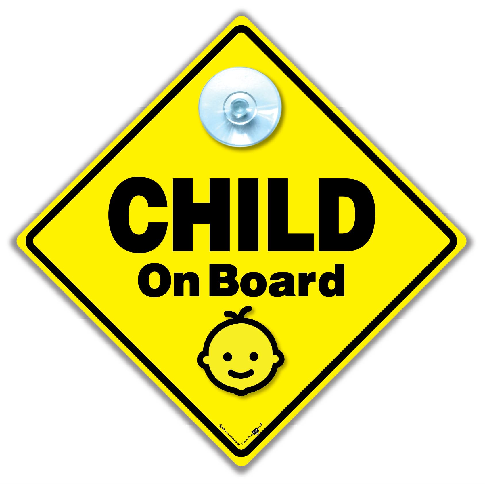 Iwantthatsign.com Yellow, Black Child On Board Car Sign, Baby On Board Sign With Suction Cup, 14Cm