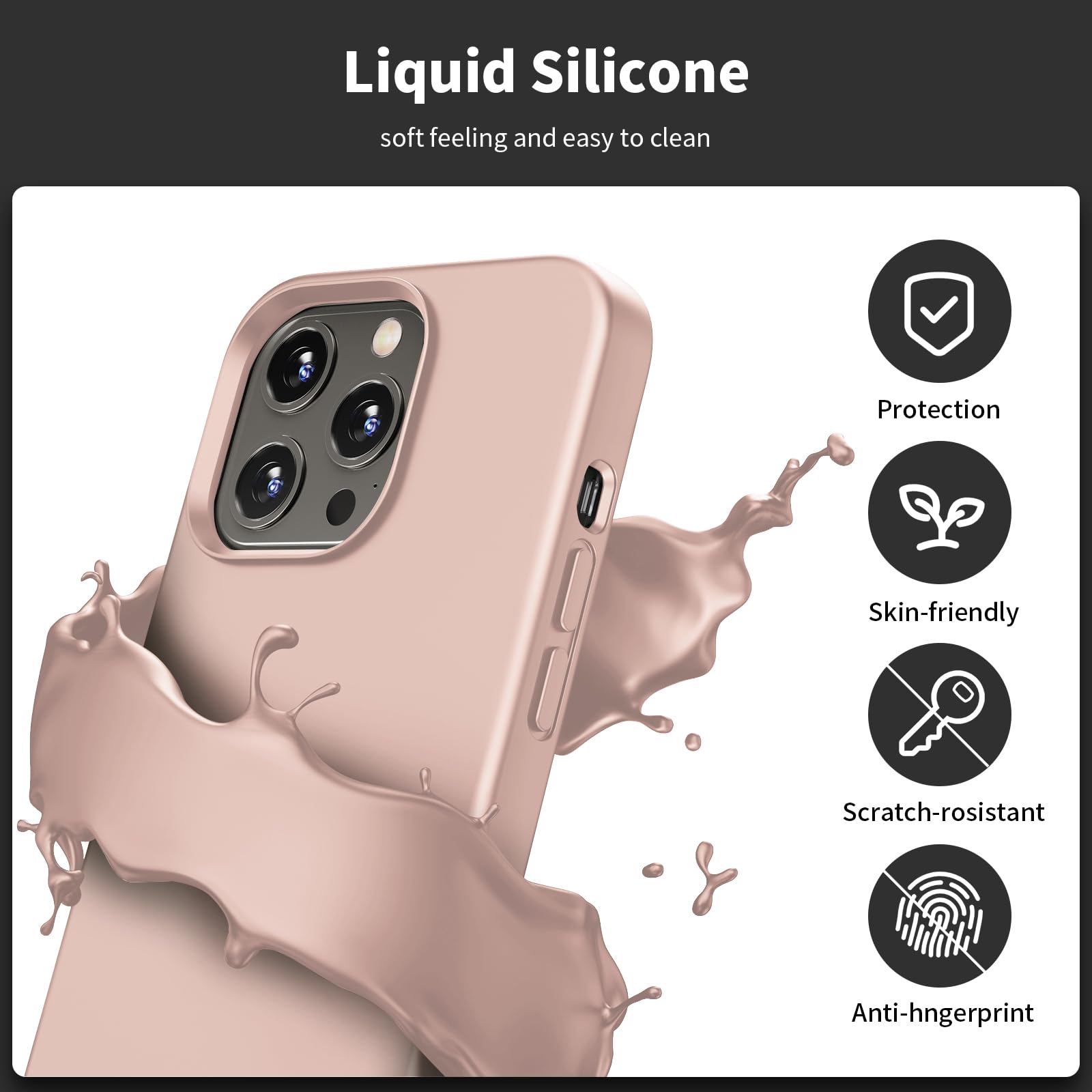 TIIXXE Silicone Case Compatible with iPhone 13 PRO Case Soft Ultra Slim Protective Shockproof Liquid Silicone Phone Case,Anti-Scratch Microfiber Lining - Image 3