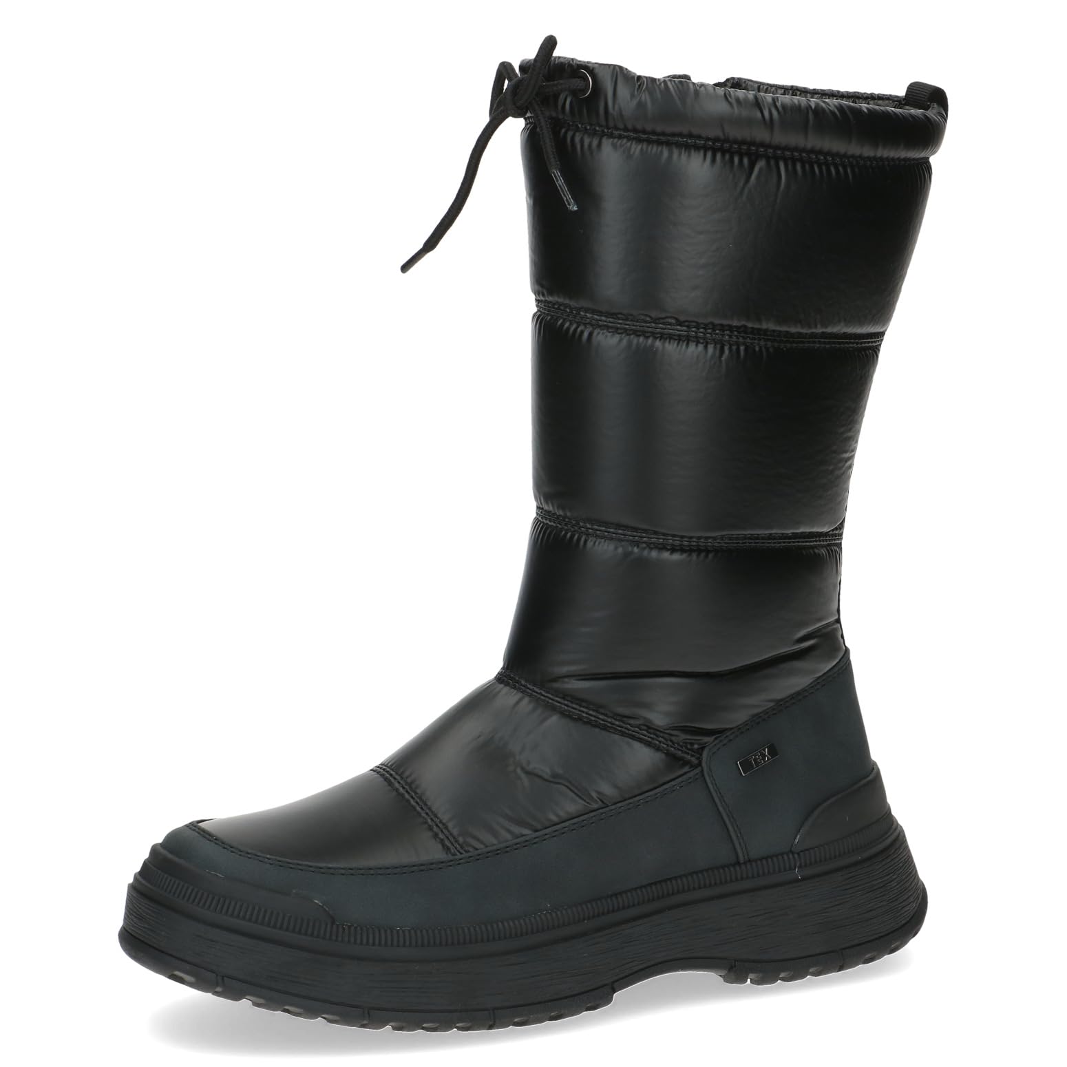 CAPRICE women's winter boots flat vegan water-repellent, Black (Black Comb), 4.5 UK