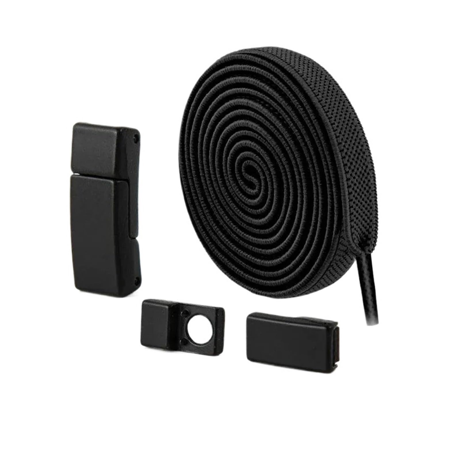 GPDNBIEU Shoelaces, Buckle Laces No Widen Stretch Lazy Shoelace Free Elastic Accessories For Adults Kid(All Black)