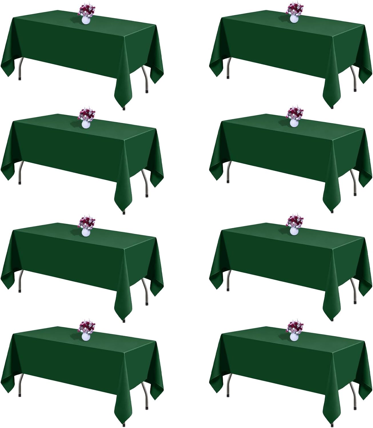 Emerald Green Rectangle Table Cloth 60 x 102 Inch, 8 Pack