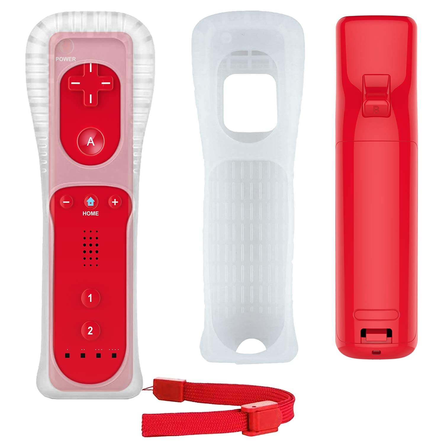 Poglen 2 Packs Wireless Gesture Controller and Nunchuck Jostick Compatible for Wii Wii U Console (Red and Deep Blue)