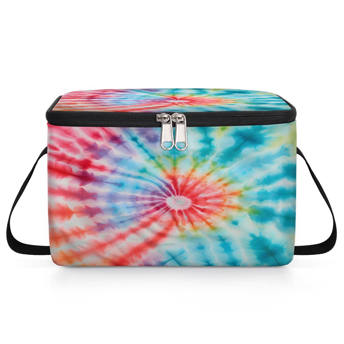 GzLeyigou Abstract Swirl Design Lunch Bags for Women Men 9 Cans, Hot & Cold Food Delivery Bag Insulated Grocery Bag Insulated Lunch Box Colorful Tie Dye Cooler Bag for Office Work Picnic Beach