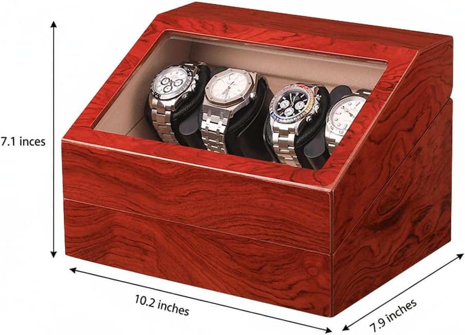 Watch Winders for Automatic Watches,Automatic Watch Winder Box,4 Watch Winder with Quiet Motor and 5 Storage Case for Man/Woman's Watches (Tawny Brown)