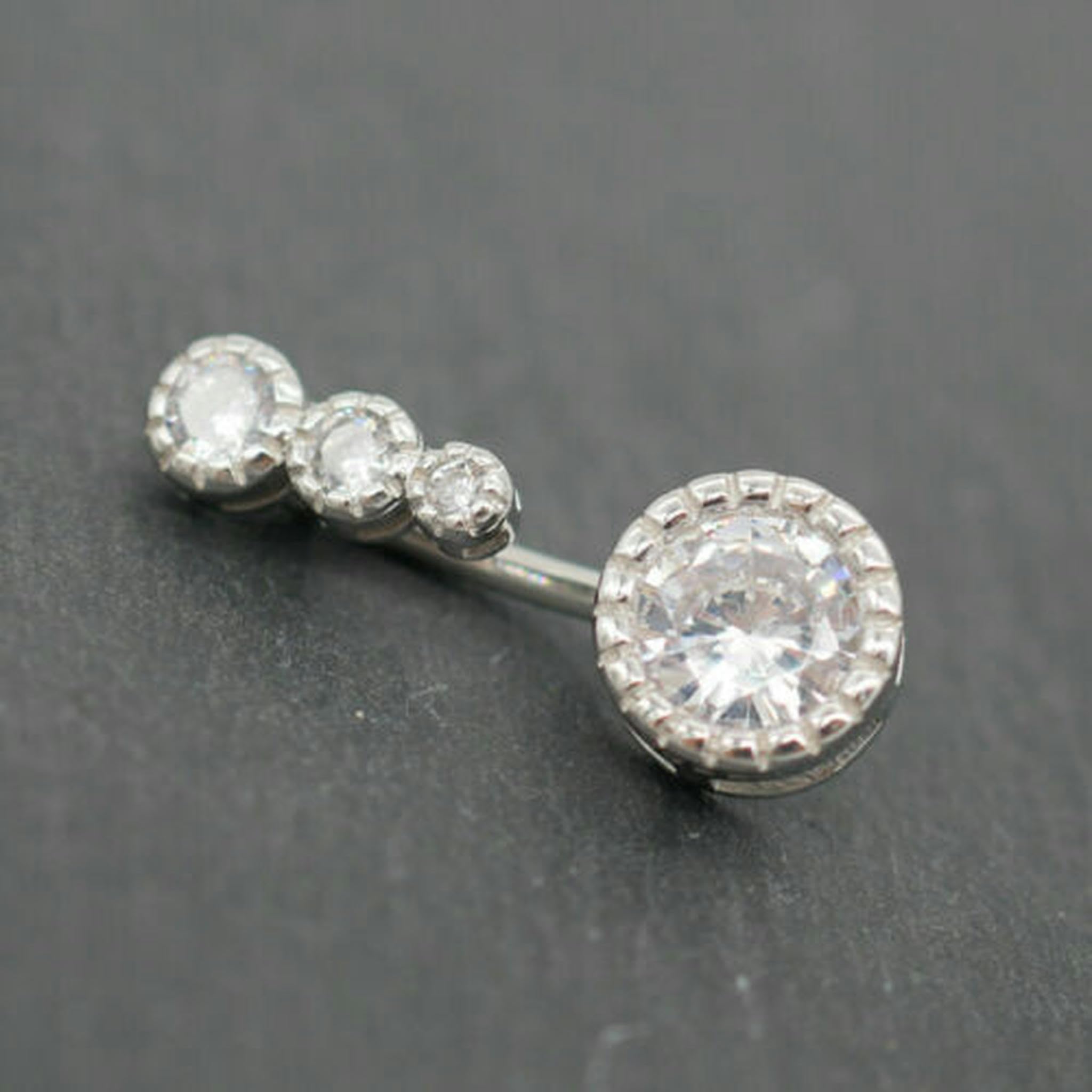 Piercing all'ombelico con Cristalli CZ e castone in Argento Sterling da Donna A1813-8mm