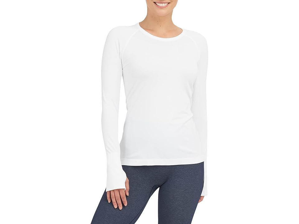 Spanx Lamn Active Seamless Long Sleeve Tee (White) Women's Clothing INTERNATIONAL SHIPPING