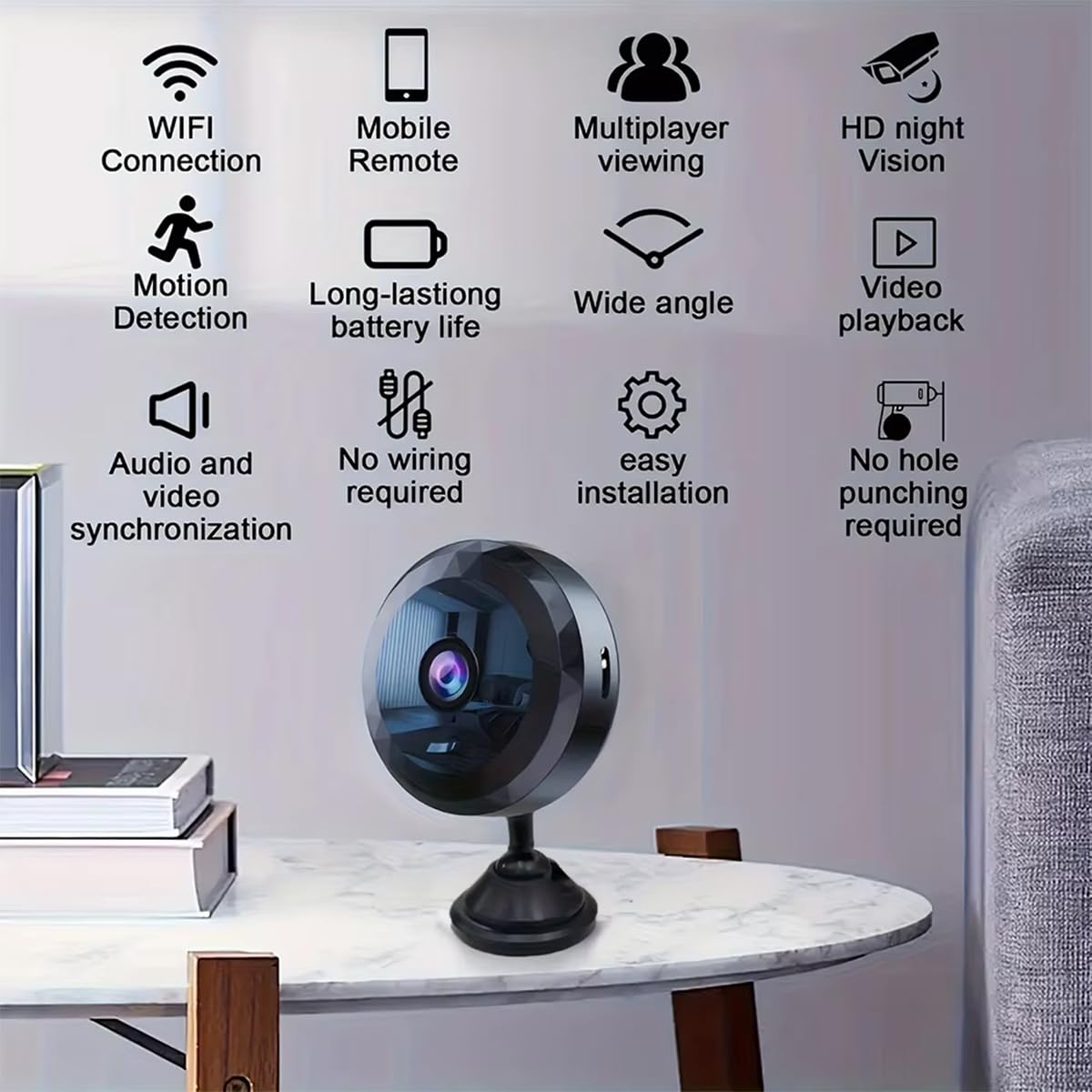 WiFi Caméra,1080P HD Caméra de Surveillance Interieur/Extérieur sans Fil avec Audio et Vidéo, avec Enregistrement Longue Batteries, pour l'extérieur/intérieur