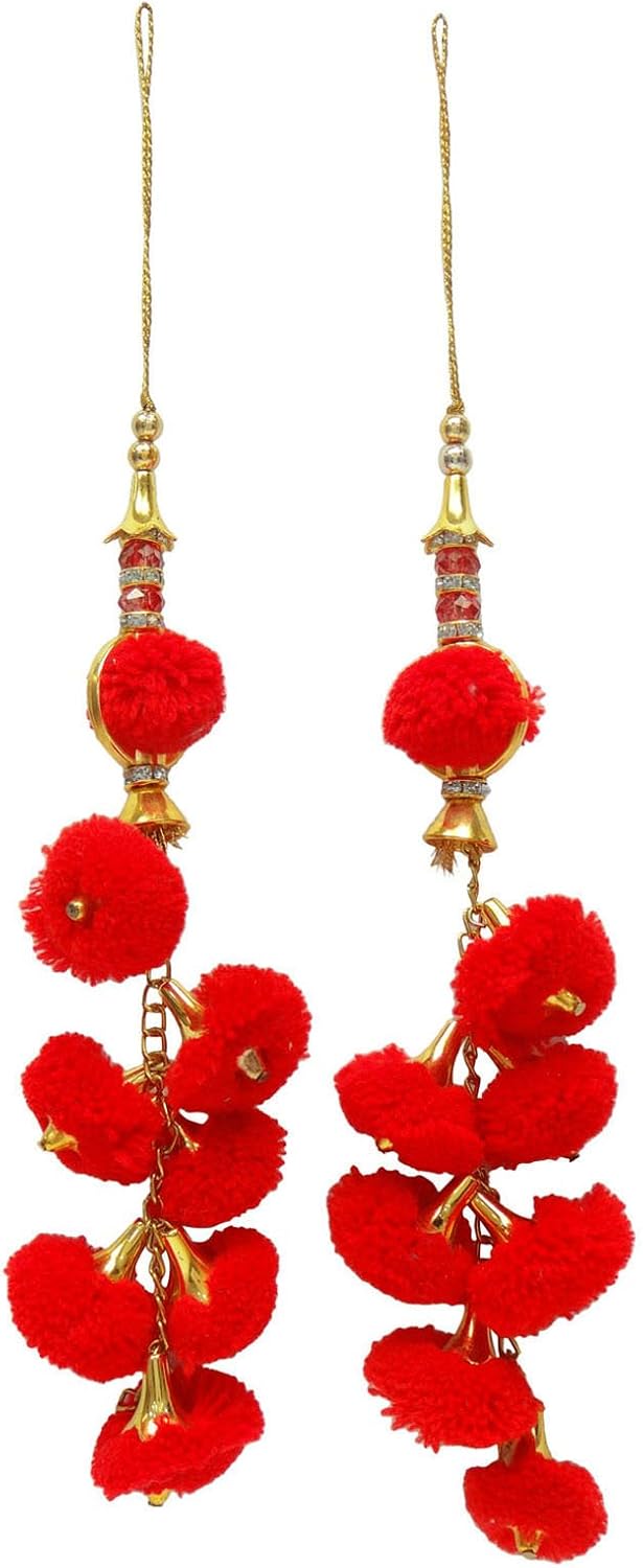 Knitwit Sari Latkans Decorative Accessory Beaded Pom Pom Tassels Craft Supply 1 Pair