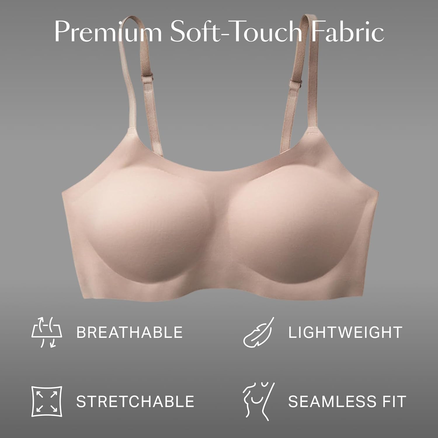 EBY Seamless Bralette with Adjustable Straps: Nude Bralettes for Women, Wireless Bra for Women, Bralette Seamless Bra, X-Large, DD - E - Image 4