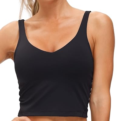 THE GYM PEOPLE Womens' Sports Bra Longline Wirefree Padded with Medium Support